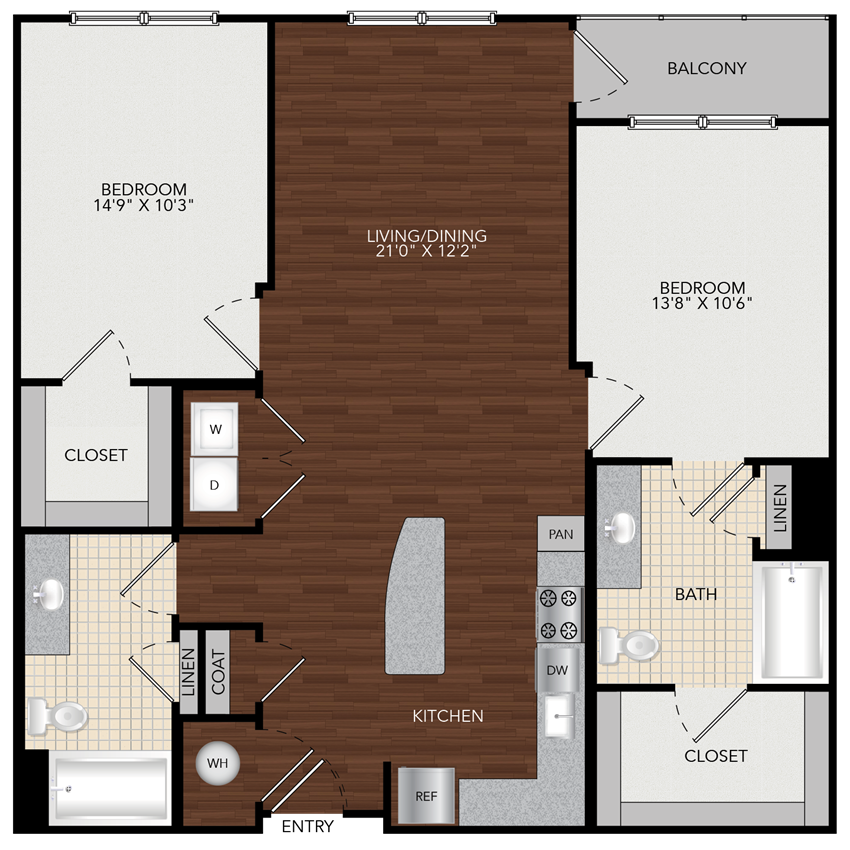 Tapestry Largo Station_Largo MD_Floor Plan 2A_Two Bedroom Two Bathroom Tapestry Largo Station_Largo MD_Floor Plan 2A_Two Bedroom Two Bathroom